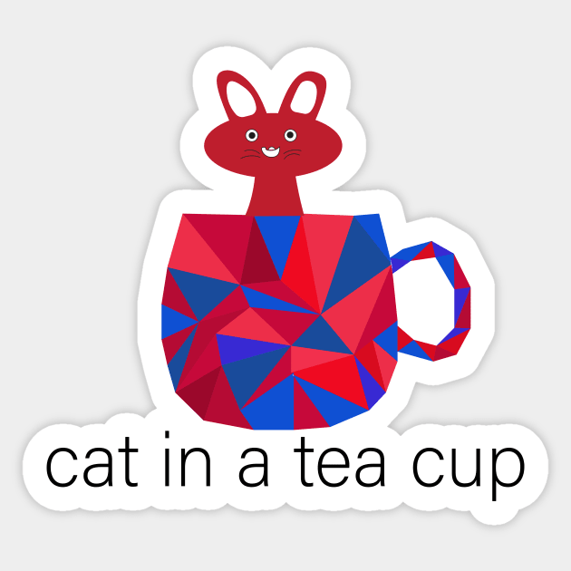 Cat in a teacup Sticker by Shop-domcq